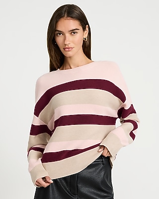 Oversized Striped Crew Neck Sweater in Cozy Soft