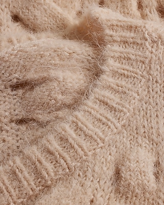 Open Stitch Cable Knit Crew Neck Short Sleeve Sweater