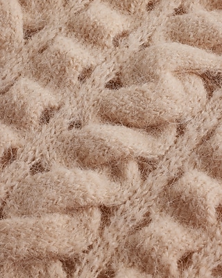 Open Stitch Cable Knit Crew Neck Short Sleeve Sweater