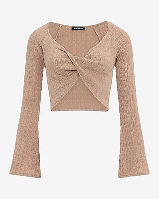 Lightweight Textured Twist Front Cropped Sweater - image 4