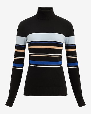 Fitted Striped Turtleneck Sweater