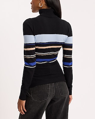 Fitted Striped Turtleneck Sweater