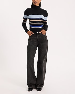 Fitted Striped Turtleneck Sweater