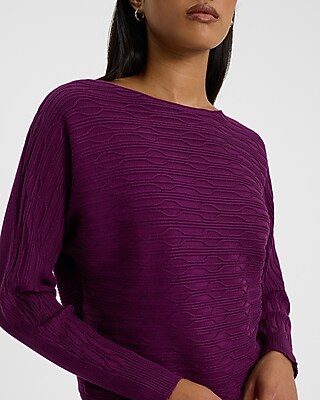 Textured Boat Neck Dolman Sleeve Sweater - image 2