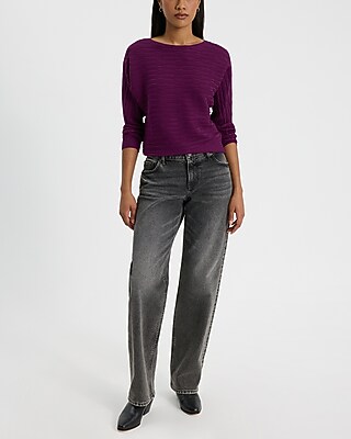 Textured Boat Neck Dolman Sleeve Sweater - image 4