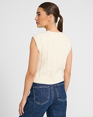 Cable Knit V-Neck Sweater Vest - image 2