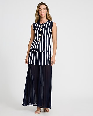 Striped Novelty Button Cutaway Sweater Vest - image 4