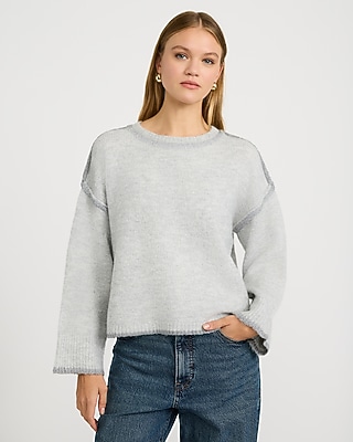Reverse Seam Crew Neck Long Sleeve Boxy Sweater