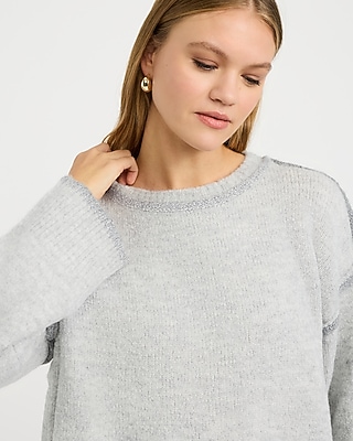 Reverse Seam Crew Neck Long Sleeve Boxy Sweater
