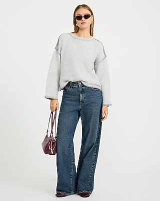 Reverse Seam Crew Neck Long Sleeve Boxy Sweater