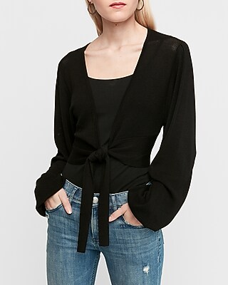 Tie Front Mesh Sweater