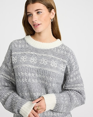 Fair Isle Tipped Crew Neck Sweater - image 2