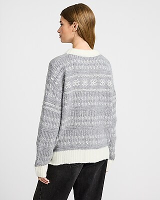 Fair Isle Tipped Crew Neck Sweater - image 3