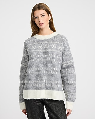 Fair Isle Tipped Crew Neck Sweater - image 4