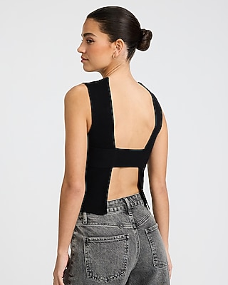 Crew Neck Sleeveless Open Back Sweater - image 4