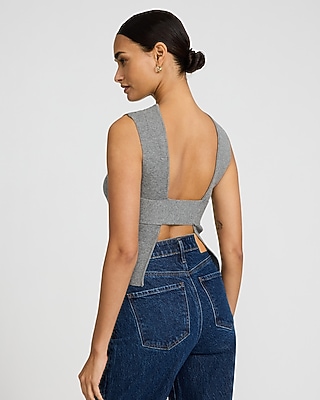 Crew Neck Sleeveless Open Back Sweater - image 2