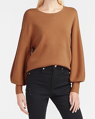 balloon sleeve round neck sweater