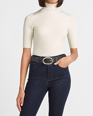 ribbed elbow sleeve sweater