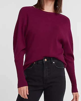 puff sleeve crew neck sweater