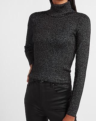 fitted black turtleneck women's sweater