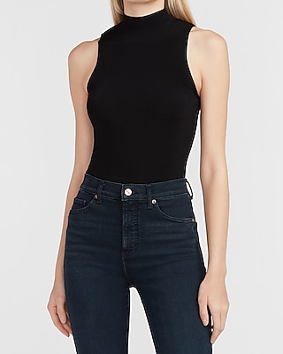 sleeveless ribbed mock turtleneck