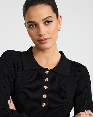 Fitted Novelty Button Sweater Polo - image 2