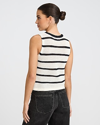 Striped V-Neck Cutaway Sweater Vest - thumbnail 10