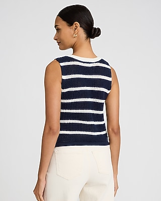 Striped V-Neck Cutaway Sweater Vest - image 3