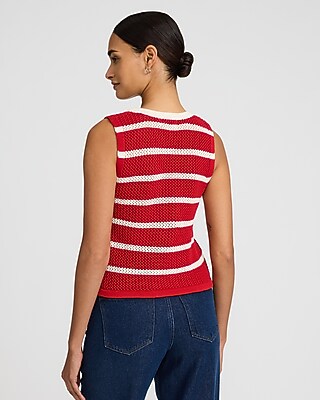 Striped V-Neck Cutaway Sweater Vest - thumbnail 7