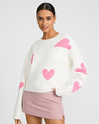 Heart Graphic Crew Neck Sweater | Express