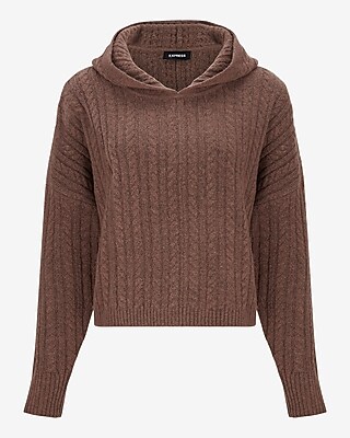 Cable Knit Hooded Sweater | Express