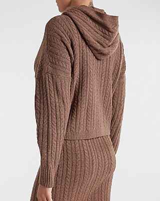 Cable Knit Hooded Sweater | Express
