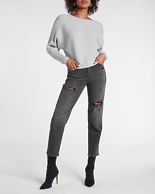 Ribbed Dolman Sleeve Sweater