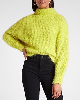 Fuzzy Chenille Mock Neck Sweater | Express