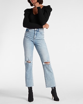 V-Neck Puff Sleeve Sweater