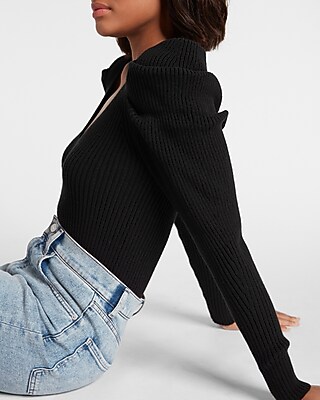 V-Neck Puff Sleeve Sweater