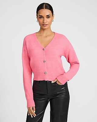 V-Neck Heart Button Cardigan - image 2