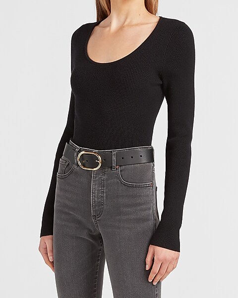 Fitted Scoop-Neck Sweater Top