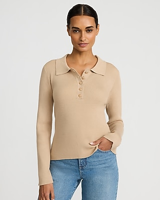 Textured Tipped Novelty Button Polo Midi Dress | Express