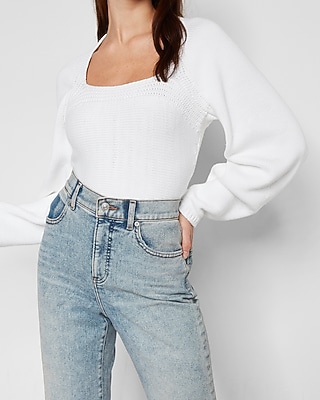Square Neck Fitted Pullover Sweater Express