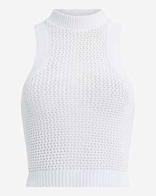 High Neck Open Stitch Sweater Tank