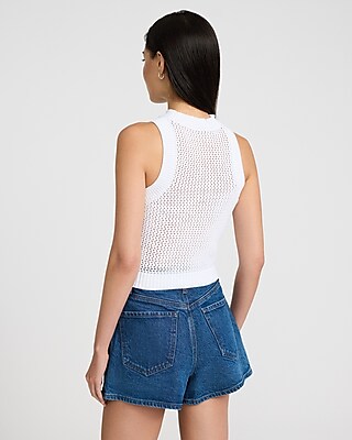 High Neck Open Stitch Sweater Tank