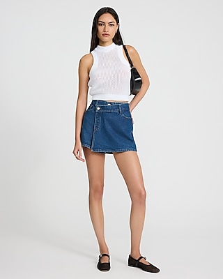 High Neck Open Stitch Sweater Tank