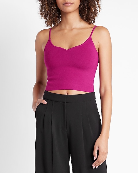 Body Contour Sweetheart Cropped Sweater Cami: Bright Pink 1898