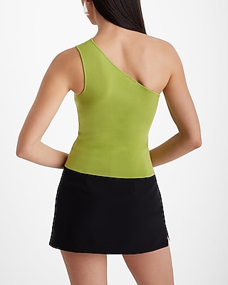 Fitted One Shoulder Cutout Sweater Tank