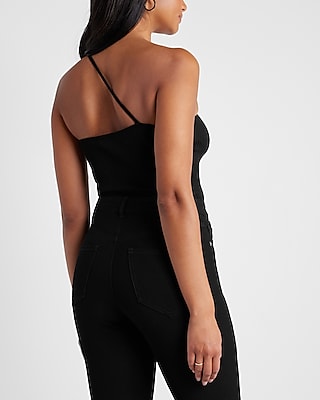 Ribbed One Shoulder Thong Bodysuit