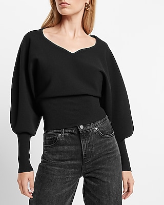 V-neck Relaxed Dolman Sleeve Sweater | Express