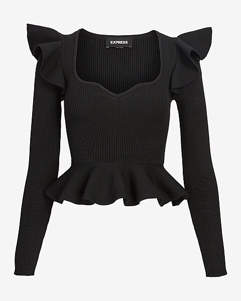 Ribbed Sweetheart Neckline Ruffle … curated on LTK