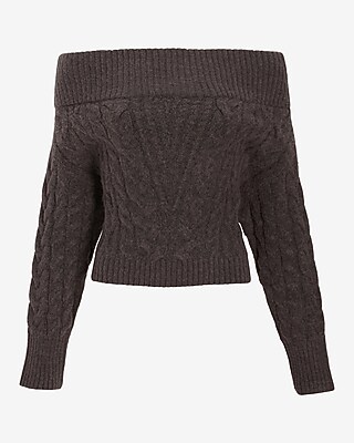 Off The Shoulder Cable Knit Sweater