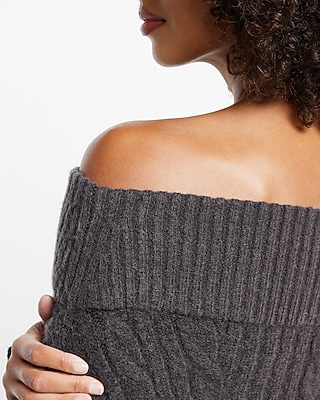 Off The Shoulder Cable Knit Sweater
